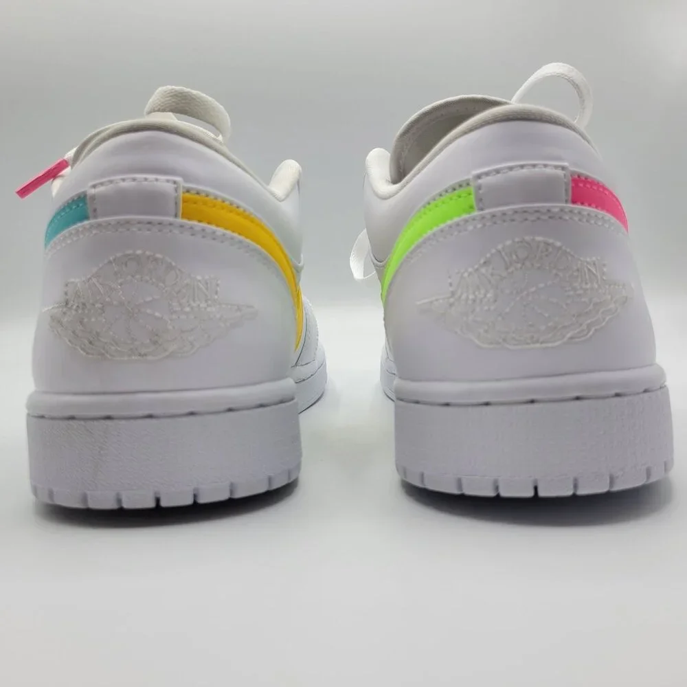 Nike Air Jordan 1 Retro Low Men Size 10 CW7033-100 Swoosh Shoes Whit Multicolor - Picture 10 of 14